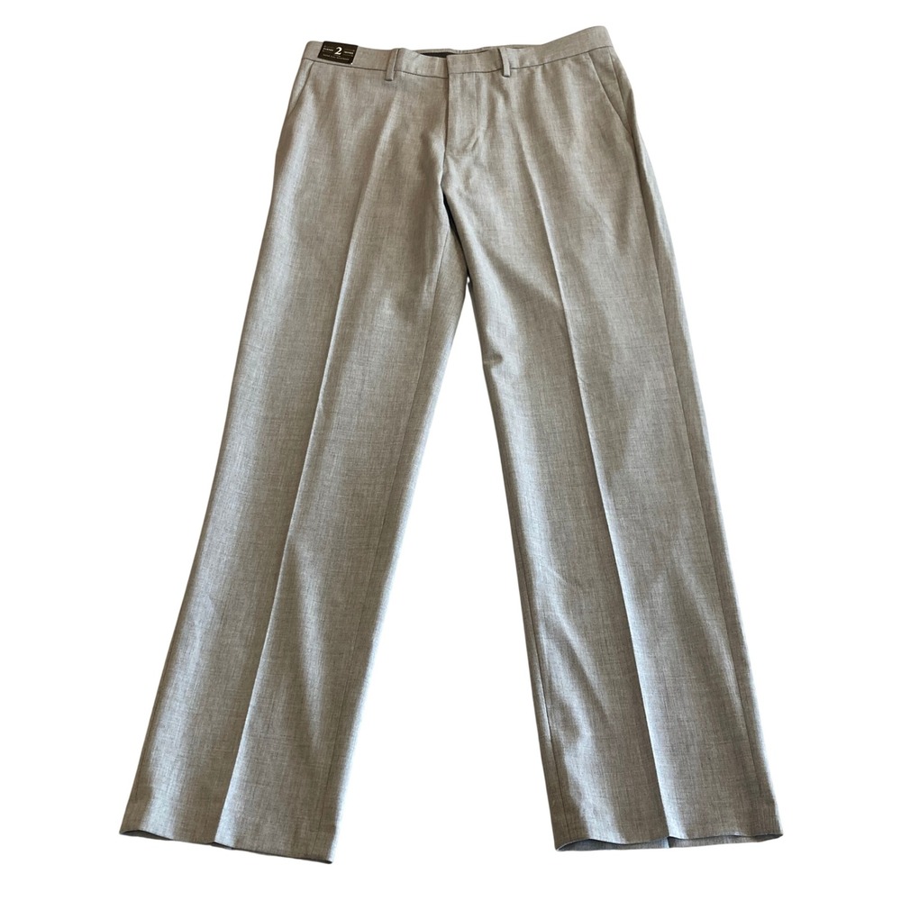 NEW J.M. Haggar Premium Dress Pants Mens 34x32 Slim 34x32 Light Grey Stretch NWT